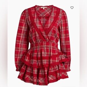 LoveShackFancy Tartan Milena Red Plaid Dress